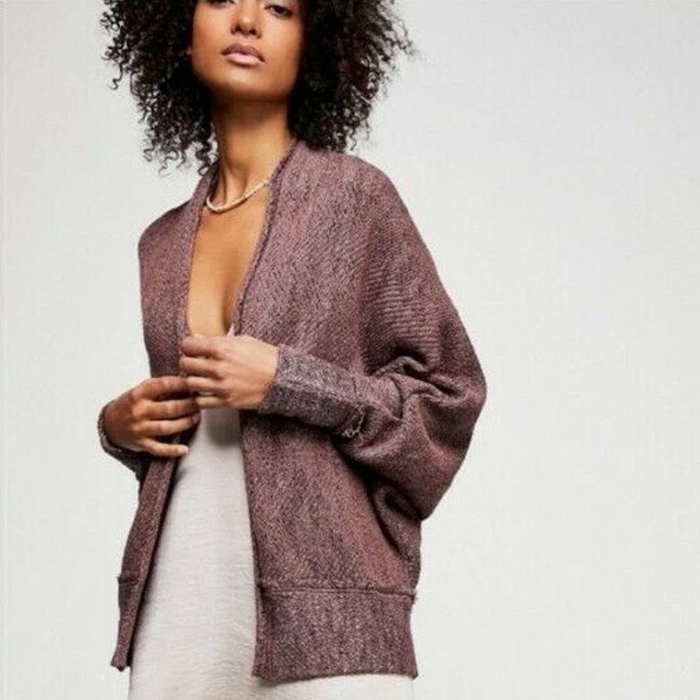 Free People cardigan sweater purple knit dolman sleeve